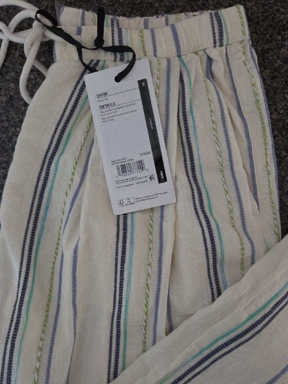Calia Wide-Leg Striped Linen Pants - Cream Stripe - Picture 2 of 4